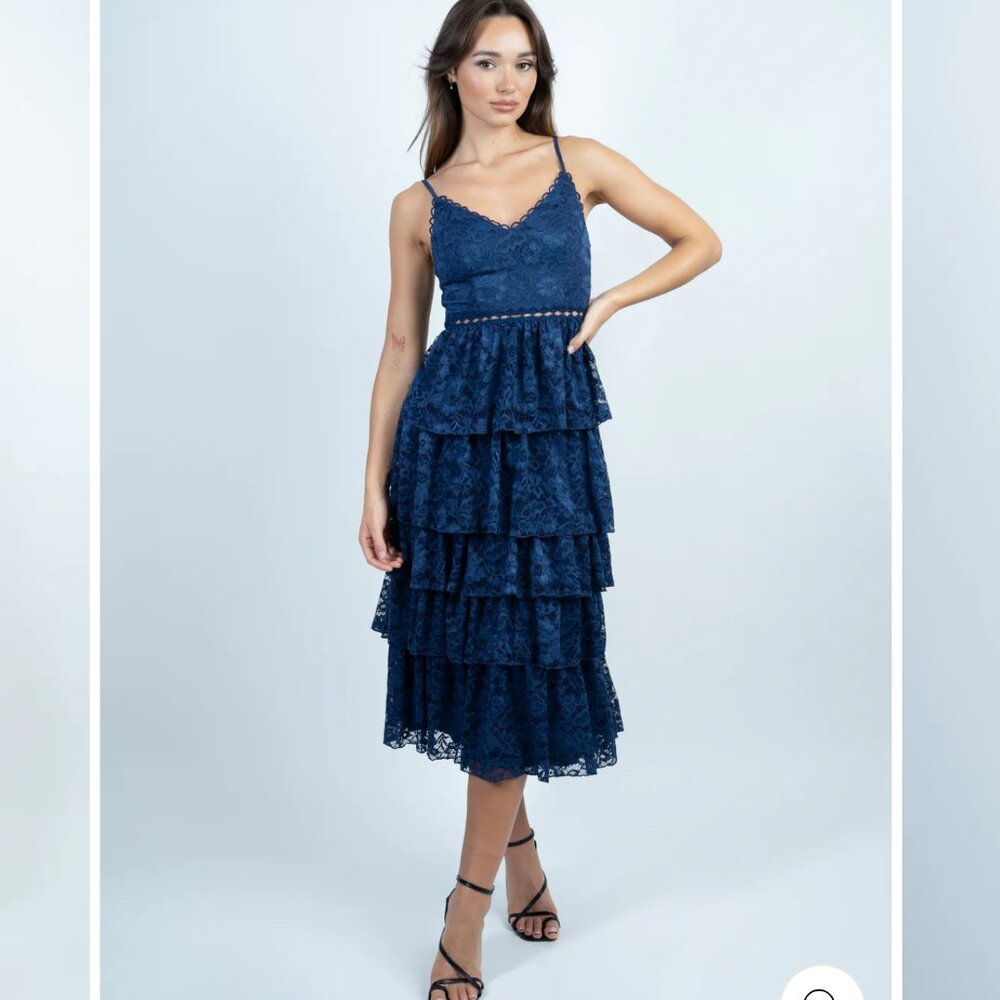 Navy/Dark Blue lace layered dress.